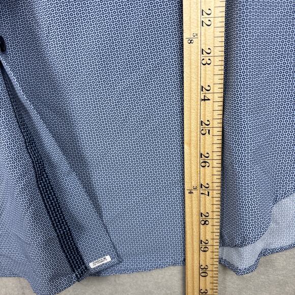 WRK 4 Way Stretch Mens L Button down Long sleeve Blue Dress Shirt 17.5/ L Circle - Picture 6 of 7